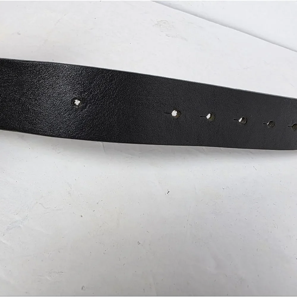 Armani Jeans Leather Belt Silver Buckle Black Made In Italy Size 95/110